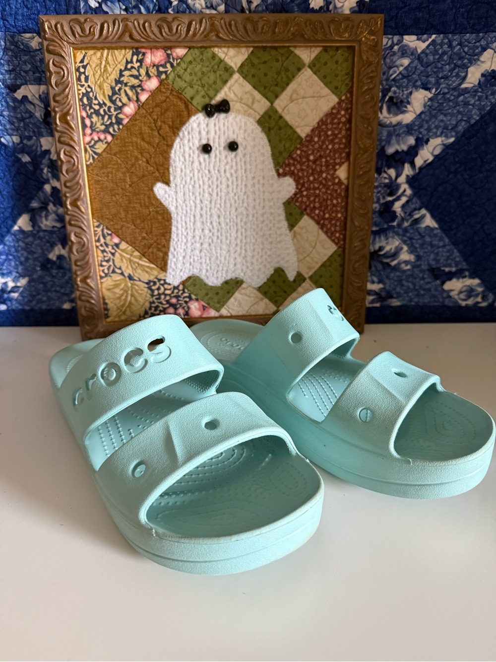 CROCS Mint Aqua Baja Platform Double-Strap Slide Sandals